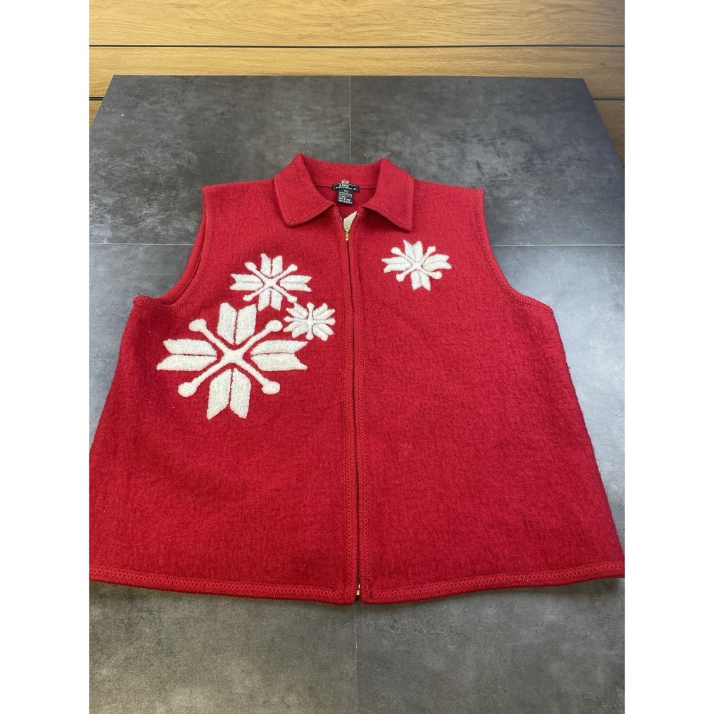 VTG Lisa International Boiled Wool Red Sweater Vest Size XL